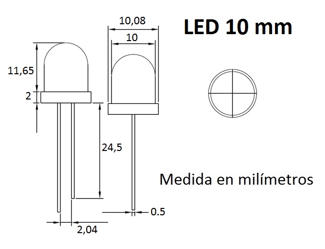Diodo LED 10 mm MEDIDAS